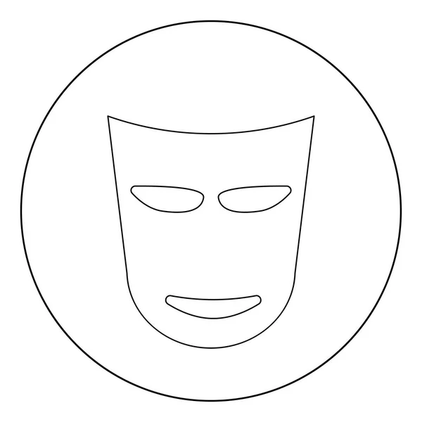 Ícone Máscara Teatro Cor Preta Ilustração Vetorial Círculo — Vetor de Stock