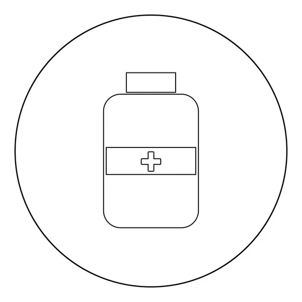 医学瓶图标黑色在圆圈矢量插图 — 图库矢量图片