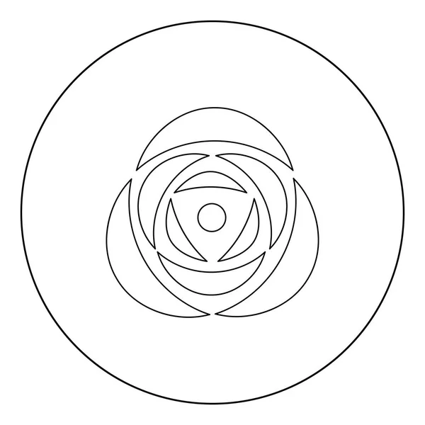 Черный Цвет Значка Розы Векторной Иллюстрации Круга — стоковый вектор