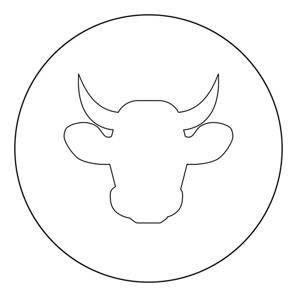 Cow Head Icon Black Color Circle Vector Illustration — Stock Vector