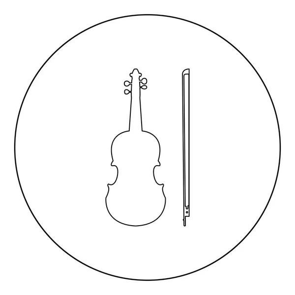 Icona Del Violino Colore Nero Cerchio Vettoriale Illustrazione — Vettoriale Stock