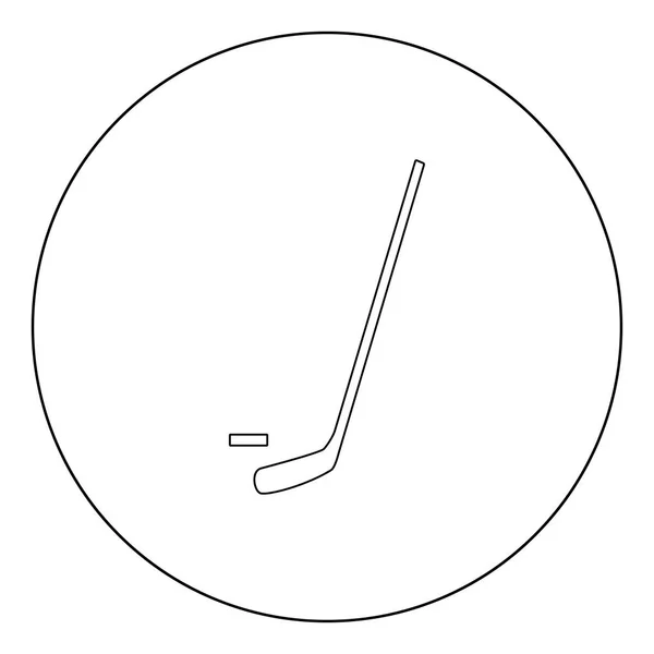Hockey Sticks Puck Icon Black Color Circle Vector Illustration — Stock Vector