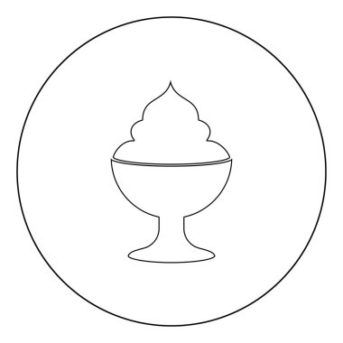 Dondurma simgesi anahat siyah renk daire vektör çizim