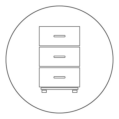 Kabine simgesi anahat siyah renkli daire vektör çizim