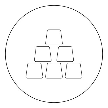 Altın külçeleri simgesi anahat siyah renk daire vektör çizim