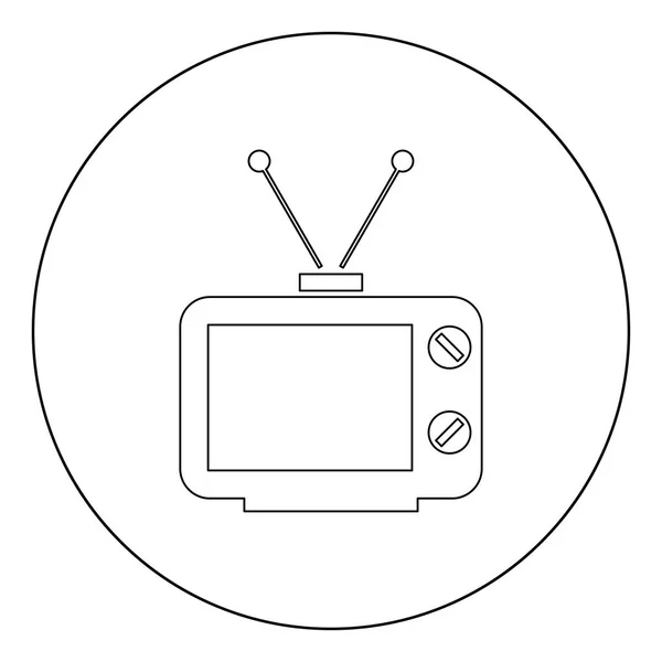 Черный Цвет Иконки Старого Телевизора Векторной Иллюстрации Круга — стоковый вектор