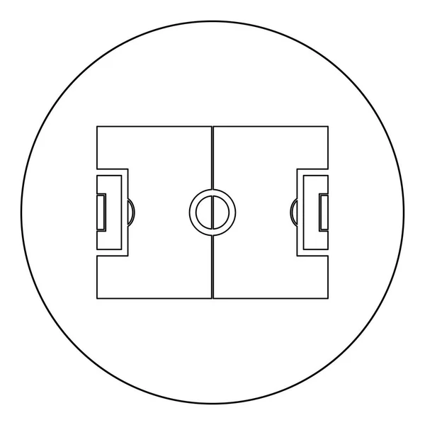 サッカー フィールド アイコン アウトライン ブラック色サークル ベクトル図 — ストックベクタ