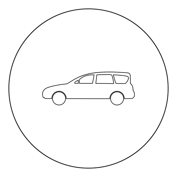 Family Car Icon Outline Black Color Circle Vector Illustration — Stock Vector