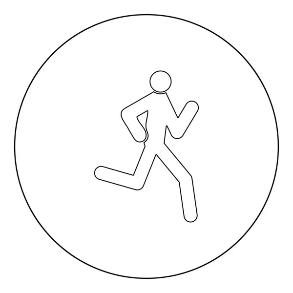 Чоловік Біжить Наклеїти Піктограму Чорного Кольору Колі Векторні Ілюстрації — стоковий вектор