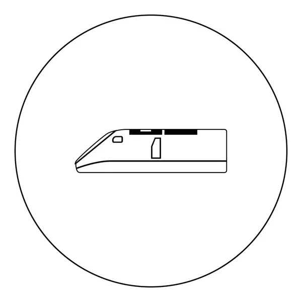 Черный Цвет Значка Скоростного Поезда Векторной Иллюстрации Круга — стоковый вектор