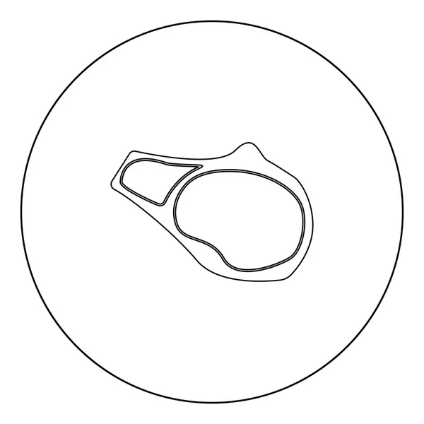 Icône Steak Contour Couleur Noire Dans Illustration Vectorielle Cercle — Image vectorielle