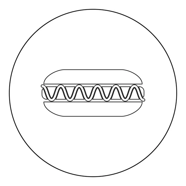 Черный Цвет Иконки Хот Дога Векторной Иллюстрации Круга — стоковый вектор