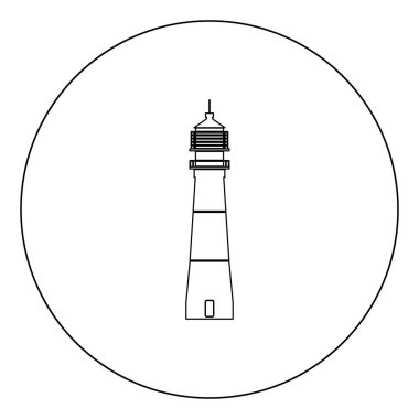 Deniz feneri simgesi anahat siyah renk daire vektör çizim