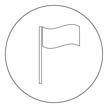 Bayrak simgesini anahat siyah renkli daire vektör çizim