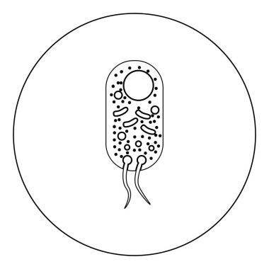 Bakteri simgesi anahat siyah renk daire vektör çizim