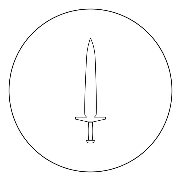 Einfaches Schwert Symbol Umreißt Schwarze Farbe Kreis Vektor Illustration — Stockvektor