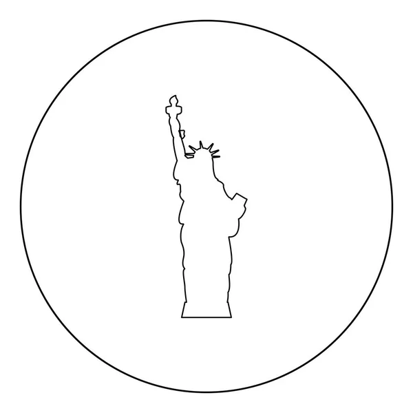 Иконка Статуя Свободы Очерчивает Черный Цвет Векторной Иллюстрации Круга — стоковый вектор
