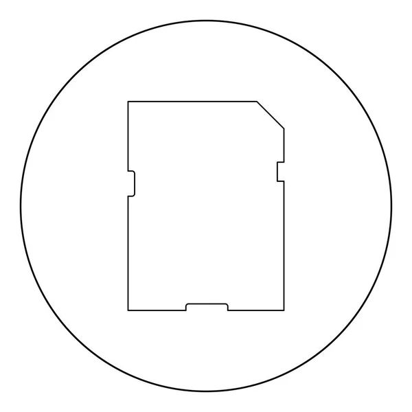 Carte Mémoire Icône Contour Couleur Noire Dans Illustration Vectorielle Cercle — Image vectorielle