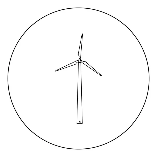 Wind Turbine Pictogram Zwarte Contourkleur Cirkel Vectorillustratie — Stockvector
