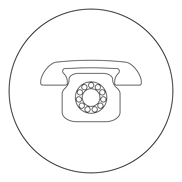Retro Telefon Symbol Umreißt Schwarze Farbe Kreis Vektor Illustration — Stockvektor