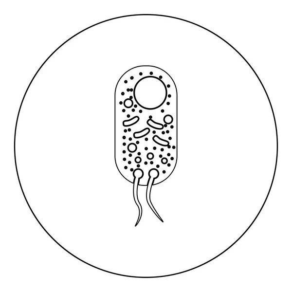 Bacteriën Pictogram Overzicht Zwarte Kleur Cirkel Vectorillustratie — Stockvector