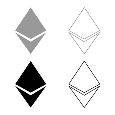 Gri siyah renkli anahat Etherium Icon set
