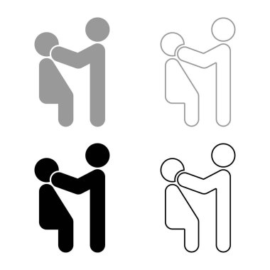 Doktor hasta Icon set gri siyah renkli anahat inceliyor