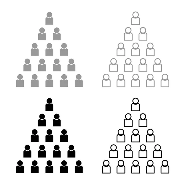 人物金字塔图标设置灰色黑色轮廓 — 图库矢量图片