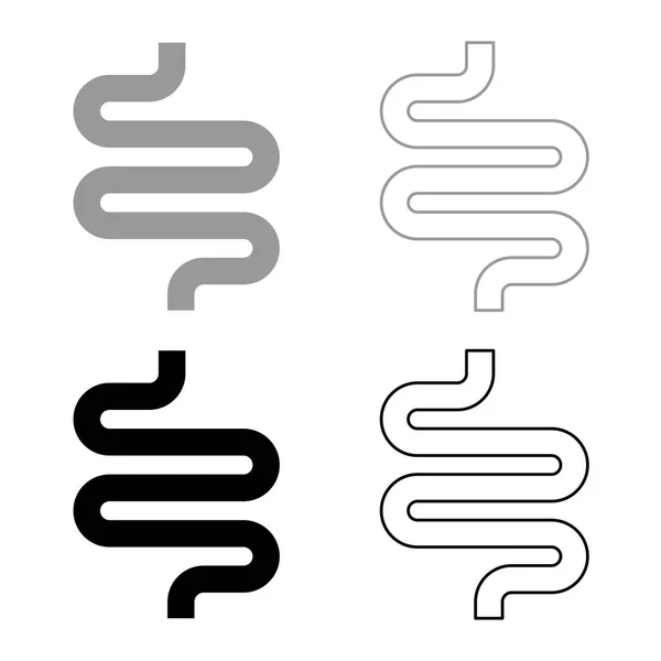 Gri siyah renkli anahat bağırsak veya bağırsakları Icon set
