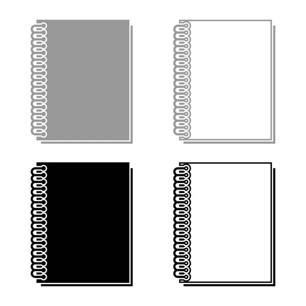 Carnet Avec Icône Printemps Mis Gris Contour Couleur Noire — Image vectorielle