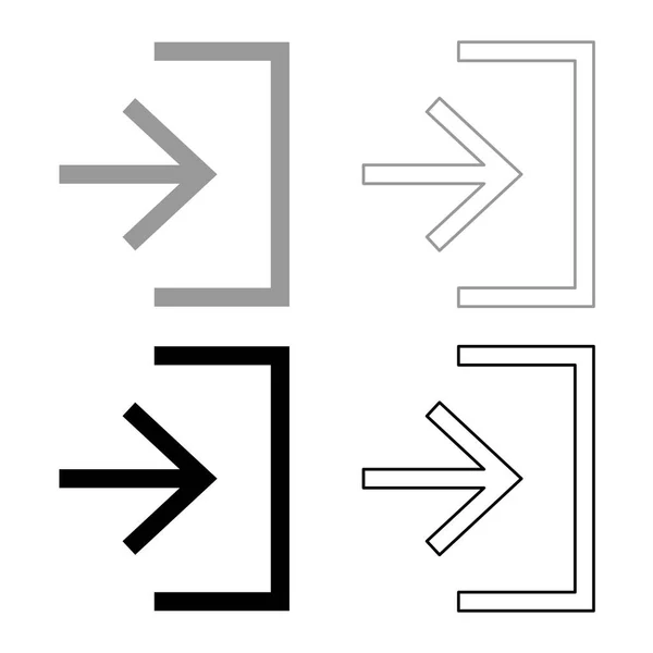 Eingabe Eingabe Tür Symbol Setzen Grau Schwarz Umriss — Stockvektor