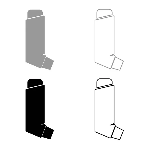 Manuelle Inhalator Symbol Setzen Grau Schwarze Farbe Umriss — Stockvektor