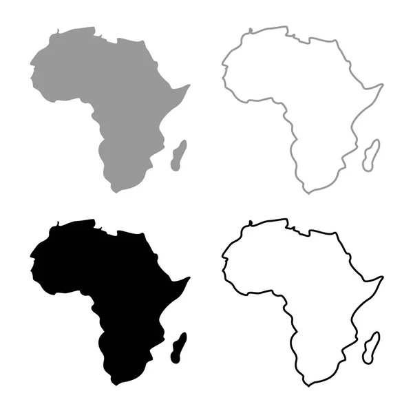 Carte Afrique Icône Ensemble Gris Noir Contour Couleur — Image vectorielle