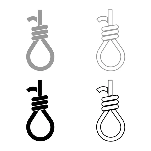 Gallows Rope Noose Icon Set Grey Black Color Outline — Stock Vector