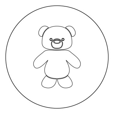 Daire vektör çizim simgesinde küçük ayı siyah düz stil izole .