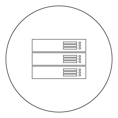 Daire vektör çizim simgesinde sunucu siyah düz stil izole .