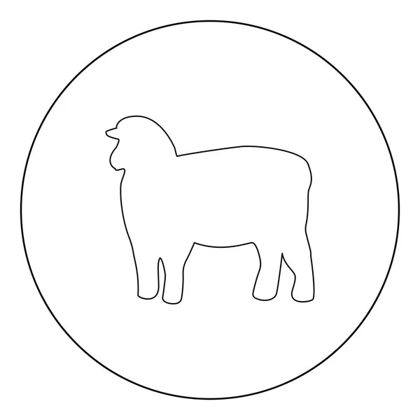 Sheep Silhouette Black Icon Circle Vector Illustration Isolated Flat Style — Stock Vector