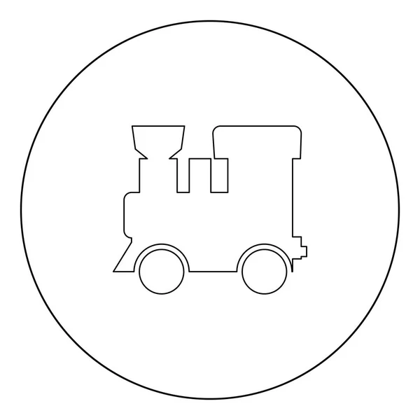 Locomotive Vapeur Icône Noire Train Cercle Illustration Vectorielle Style Plat — Image vectorielle