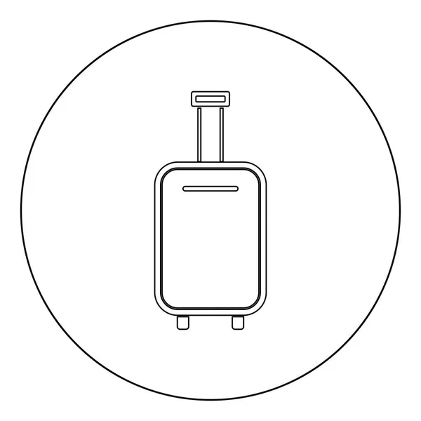 Sac Bagages Icône Noire Cercle Vectoriel Illustration Isolé Style Plat — Image vectorielle