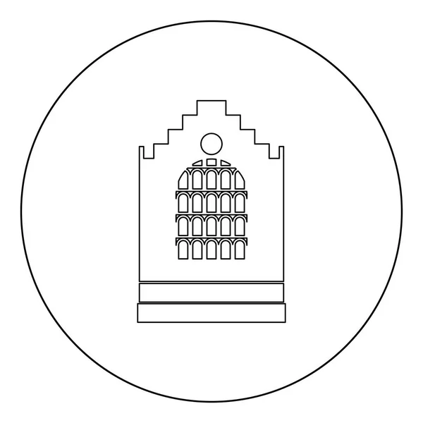 Iglesia Edificio Icono Negro Círculo Vector Ilustración Aislado Estilo Plano — Archivo Imágenes Vectoriales