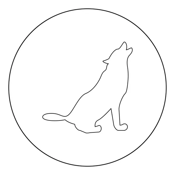 Silhouet Van Het Pictogram Van Zwarte Wolf Cirkel Vector Illustratie — Stockvector