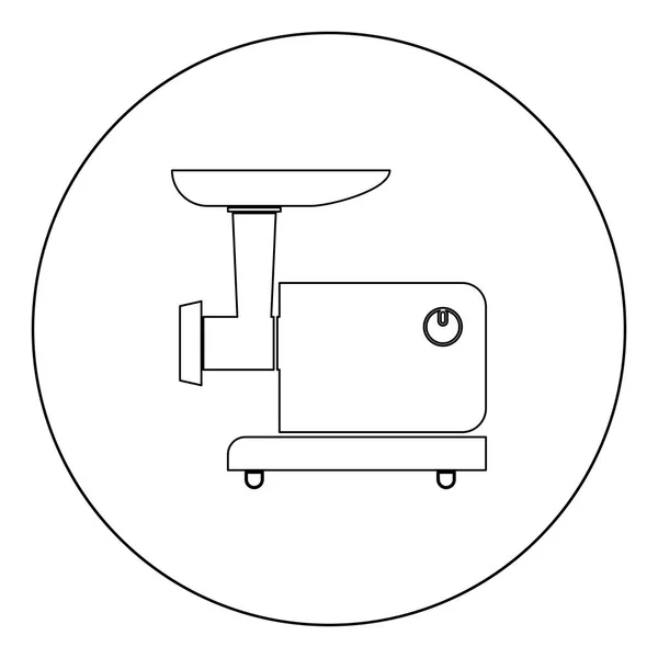 Elektriska Kött Köttkvarn Svart Ikon Cirkel Vektorillustration Isolerade Platt Stil — Stock vektor