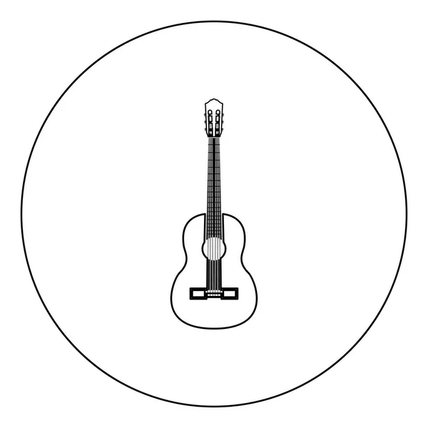 Chitarra Icona Nera Cerchio Vettoriale Illustrazione Isolato Stile Piatto — Vettoriale Stock