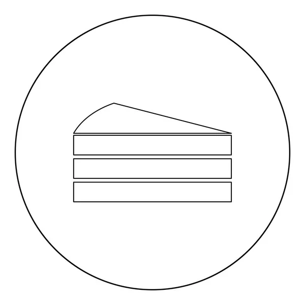 Кусок Черного Торта Иконка Круге Векторной Иллюстрации Изолированный Плоский Стиль — стоковый вектор
