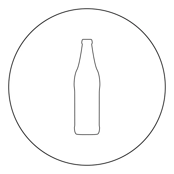 Beer Bottle Black Icon Circle Vector Illustration Isolated Flat Style — Stock Vector