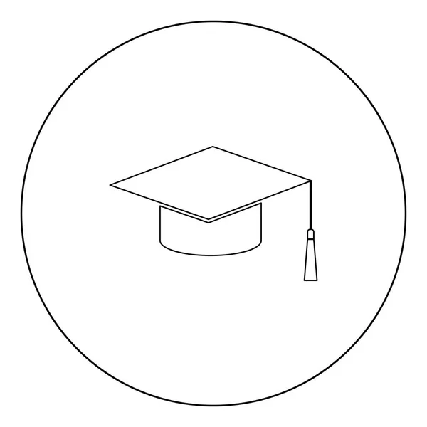 Casquette Graduée Icône Noire Cercle Vectoriel Illustration Style Plat Isolé — Image vectorielle