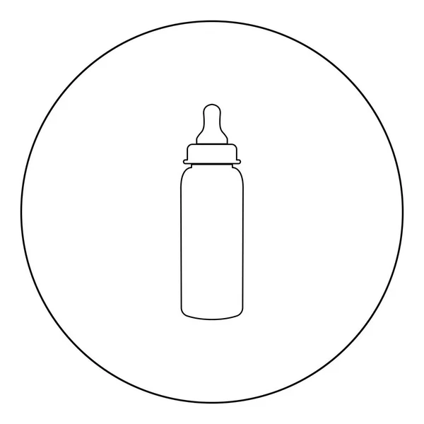 Babyflasche Symbol Schwarz Symbol Kreis Vektor Illustration Isoliert Flachen Stil — Stockvektor