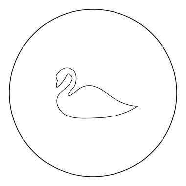 Kuğu simge siyah renkli daire Anahat vektör çizim