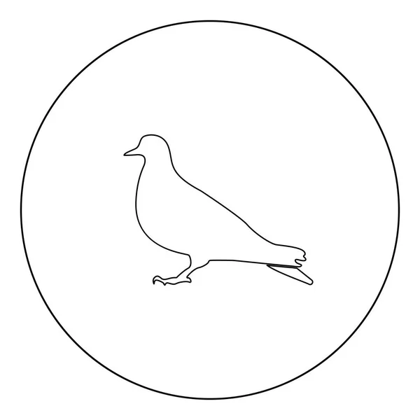Taubensymbol Schwarze Farbe Kreis Umriss Vektor Illustration — Stockvektor