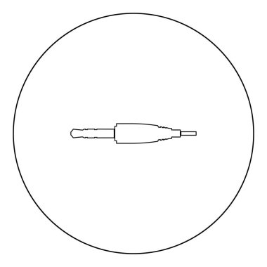 Stüdyo / ses kablosu konektörü veya mini jack simge siyah renk daire anahat illüstrasyon vektör